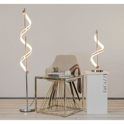 Pagazzi Indie LED Twist Floor Lamp Polished Chrome 160 cm