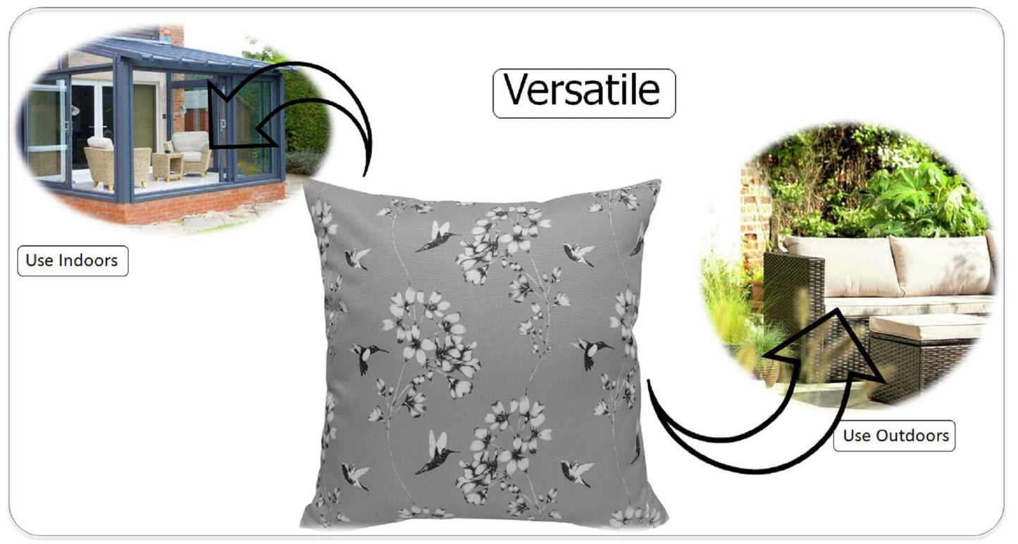 Jardin Silver Waterproof Outdoor and Indoor Cushions 17x17 Inch Weather-Resistant Patio Garden Balcony Seating Premium Hollow-Fibre Decorative Pillows by OLIVIA ROCCO