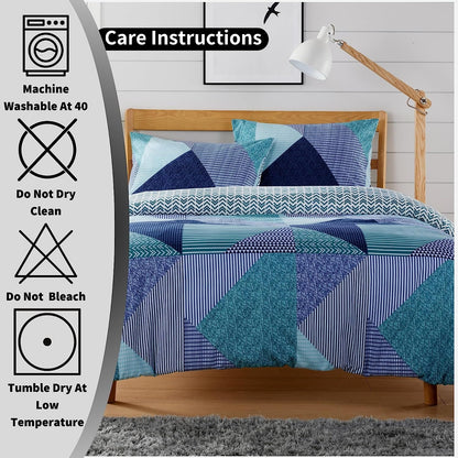 Jasper Teal Durable Printed Duvet Cover Set with Button Closure by OLIVIA ROCCO - Elegant Bedroom Decor in Single, Double, and King Sizes - Premium Polyester