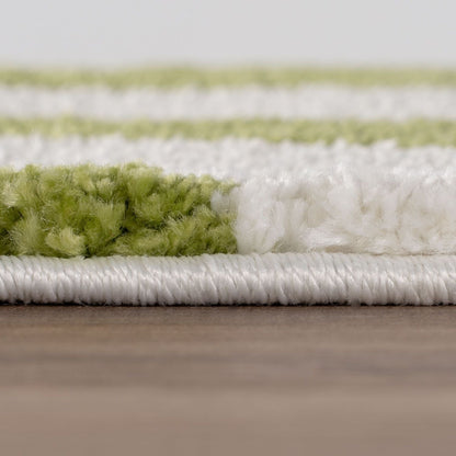 Joli Striped Green & White Rug