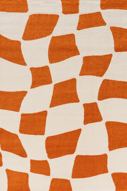 Joli Checkered Orange & White Rug