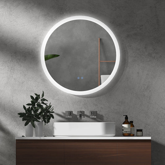 🪞 Kleankin Round LED Bathroom Mirror ✨ Illuminated Wall Mount with Bright Lighting