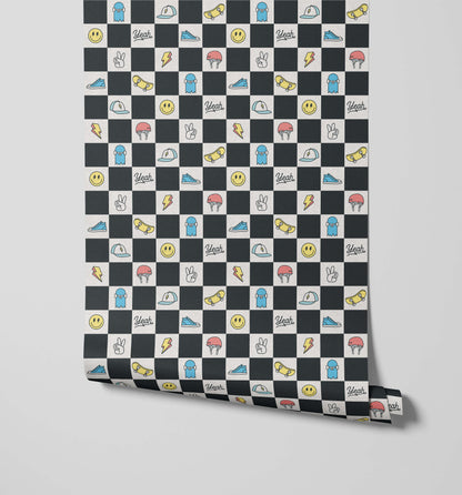 Bobbi Beck Kickflip Skate Checkerboard Wallpaper