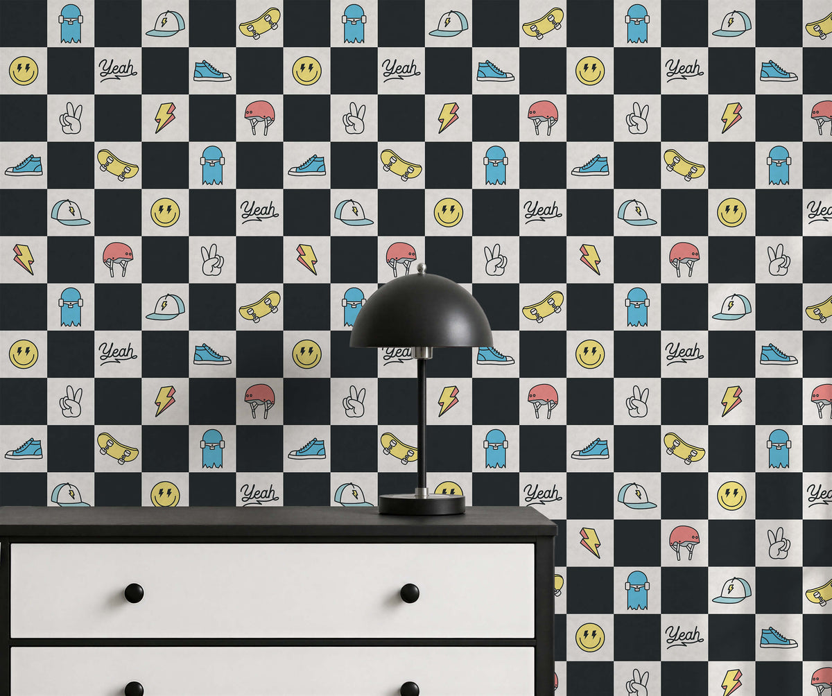Bobbi Beck Kickflip Skate Checkerboard Wallpaper