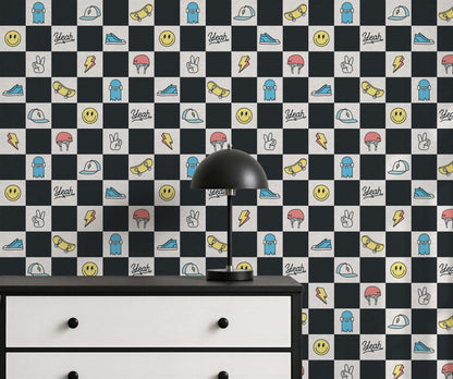 Bobbi Beck Kickflip Skate Checkerboard Wallpaper