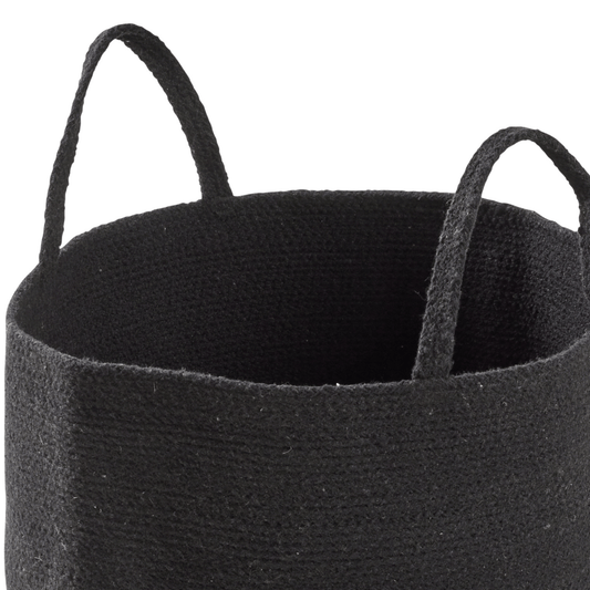 Large Woven Cotton Laundry Basket with Handles Durable Rope Storage Bin for Clothes Toys Household Items Versatile Organizer in Black Grey Natural OLIVIA ROCCO