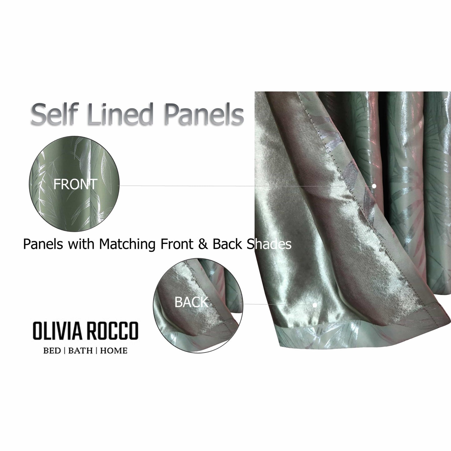 Leaf Sage Green Sparkle Blackout Curtains Super Soft Thermal Insulated Eyelet Drapes for Living Room & Bedroom 2 Panels by OLIVIA ROCCO