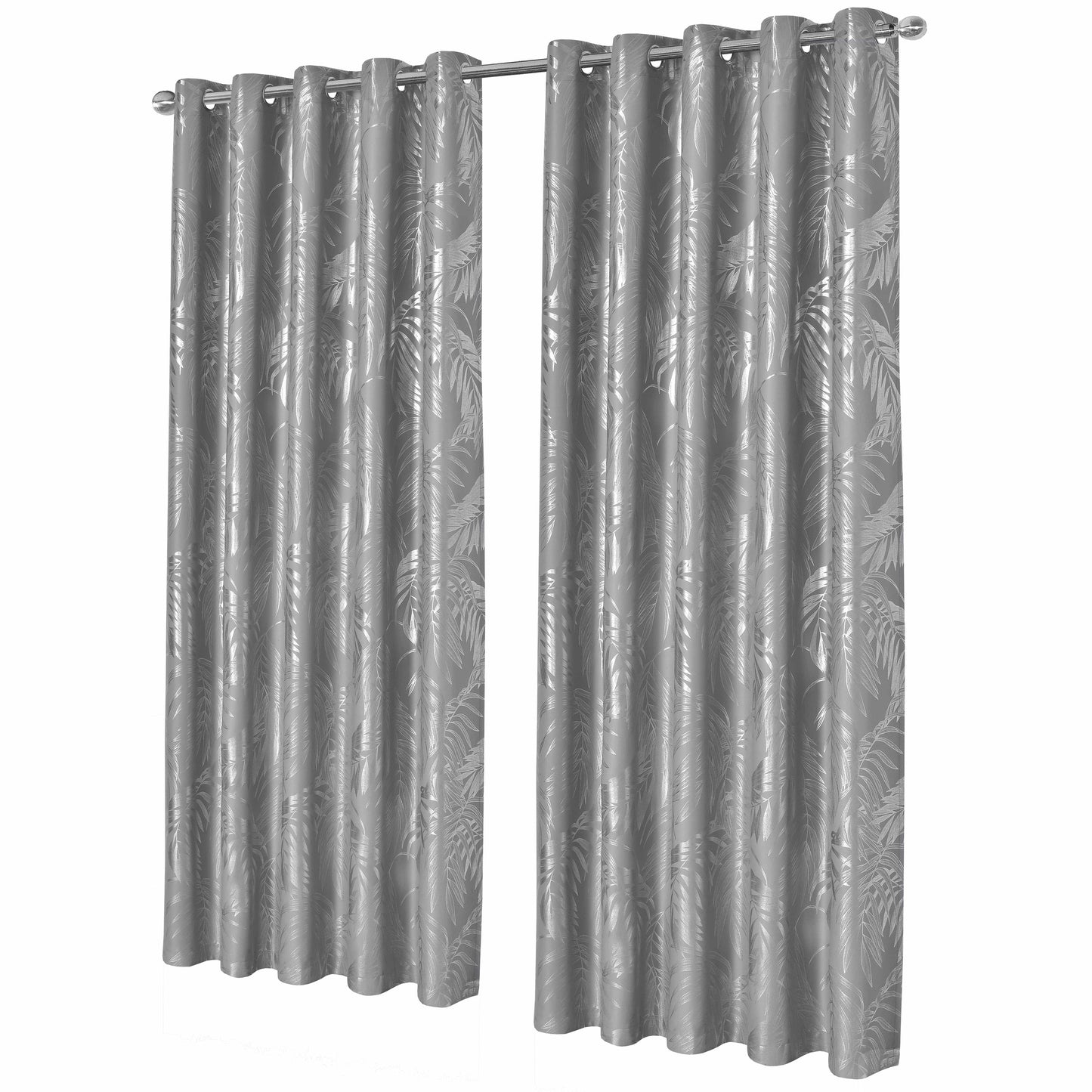 Leaf Silver Sparkle Blackout Curtains Super Soft Thermal Insulated Eyelet Drapes for Living Room & Bedroom 2 Panels by OLIVIA ROCCO