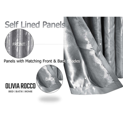 Leaf Silver Sparkle Blackout Curtains Super Soft Thermal Insulated Eyelet Drapes for Living Room & Bedroom 2 Panels by OLIVIA ROCCO