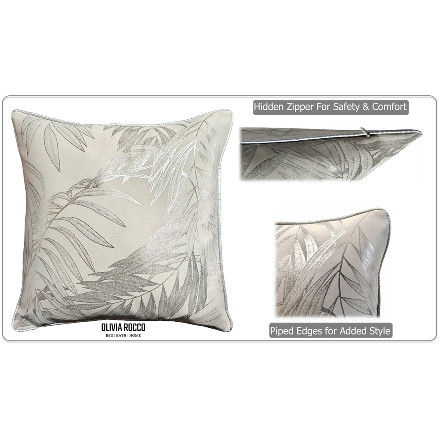 Leaf Sparkle 2 Pack Cushion Covers Leaf Natural Modern Decorative Throw Pillow Cases for Sofa or Bed by OLIVIA ROCCO