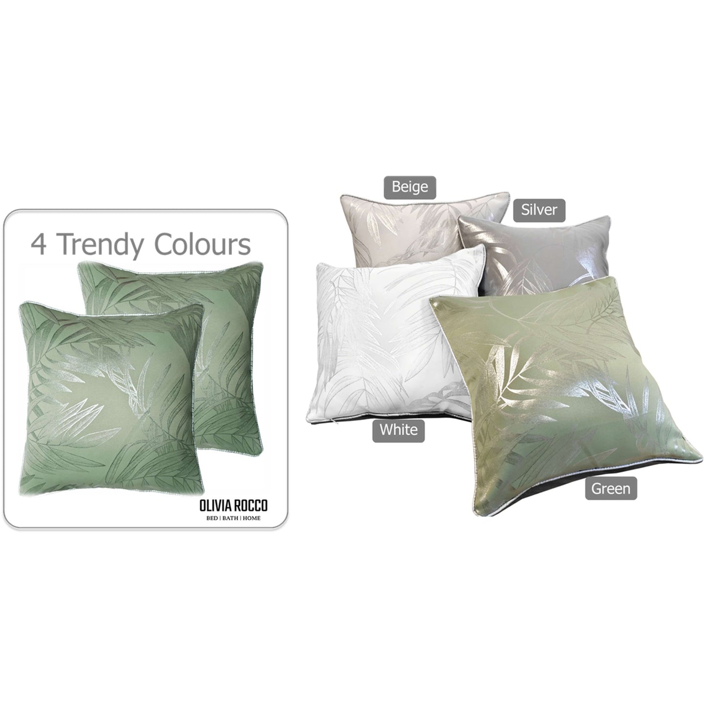 Leaf Sparkle 2 Pack Cushion Covers Leaf Sage Green Modern Decorative Throw Pillow Cases for Sofa or Bed by OLIVIA ROCCO