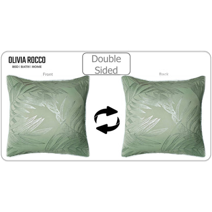 Leaf Sparkle 2 Pack Cushion Covers Leaf Sage Green Modern Decorative Throw Pillow Cases for Sofa or Bed by OLIVIA ROCCO