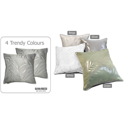 Leaf Sparkle 2 Pack Cushion Covers Leaf Silver Modern Decorative Throw Pillow Cases for Sofa or Bed by OLIVIA ROCCO