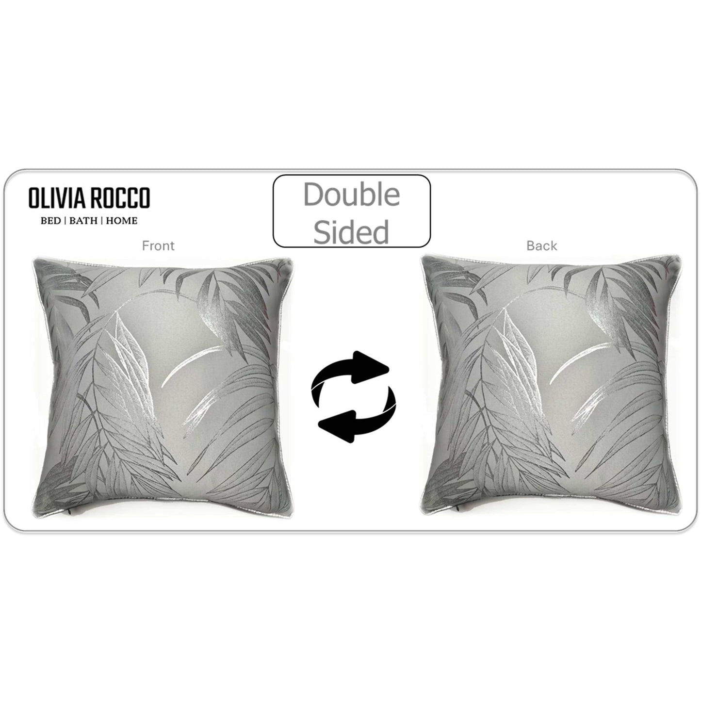 Leaf Sparkle 2 Pack Cushion Covers Leaf Silver Modern Decorative Throw Pillow Cases for Sofa or Bed by OLIVIA ROCCO