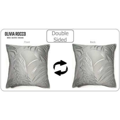 Leaf Sparkle 2 Pack Cushion Covers Leaf Silver Modern Decorative Throw Pillow Cases for Sofa or Bed by OLIVIA ROCCO
