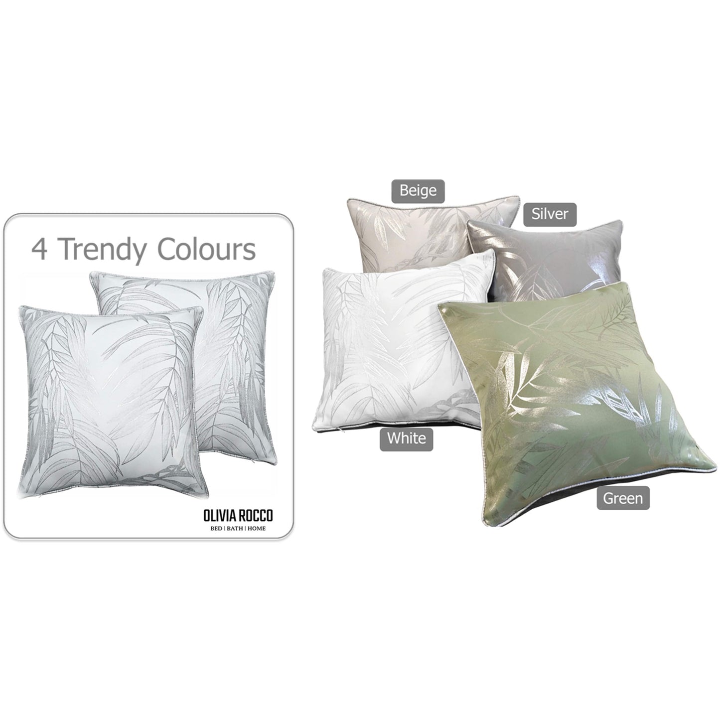 Leaf Sparkle 2 Pack Cushion Covers Leaf White Modern Decorative Throw Pillow Cases for Sofa or Bed by OLIVIA ROCCO