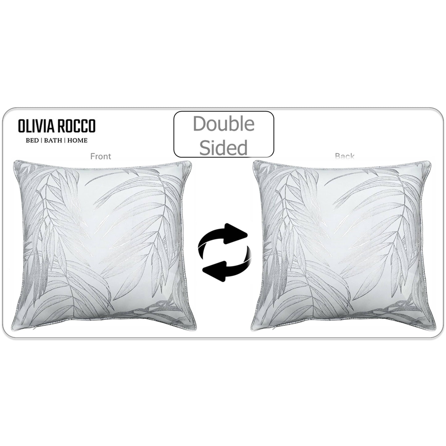 Leaf Sparkle 2 Pack Cushion Covers Leaf White Modern Decorative Throw Pillow Cases for Sofa or Bed by OLIVIA ROCCO