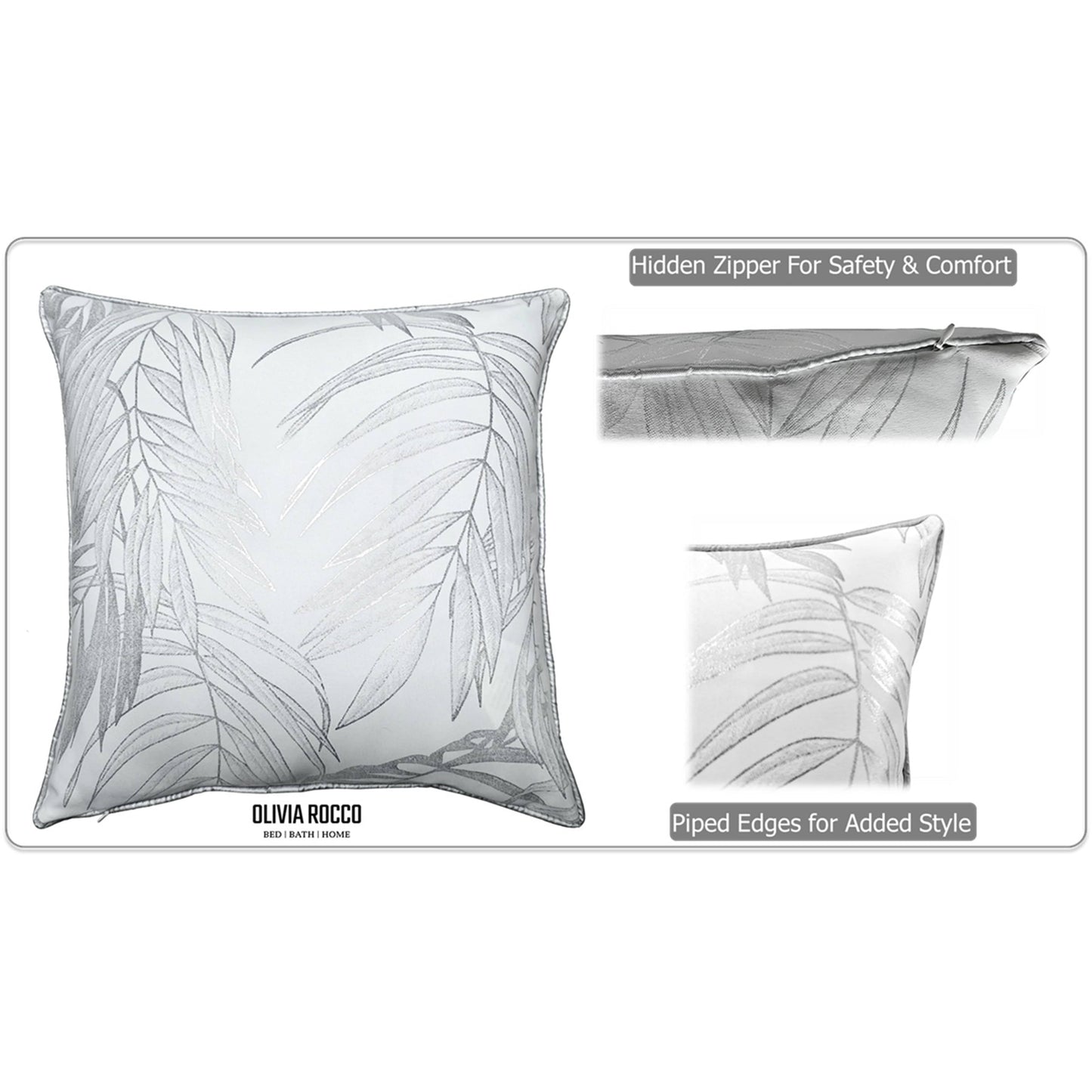 Leaf Sparkle 2 Pack Cushion Covers Leaf White Modern Decorative Throw Pillow Cases for Sofa or Bed by OLIVIA ROCCO