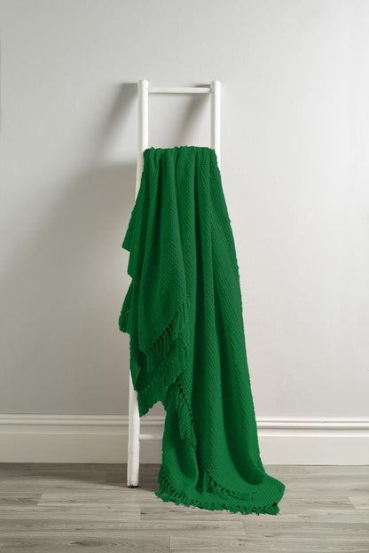 Lisbon Pure Indian Cotton Handwoven Honeycomb Throw Blanket Luxurious Soft Lightweight Easycare Cover for Sofa Bed or Living Room Available in 10 Colours and Sizes by OLIVIA ROCCO