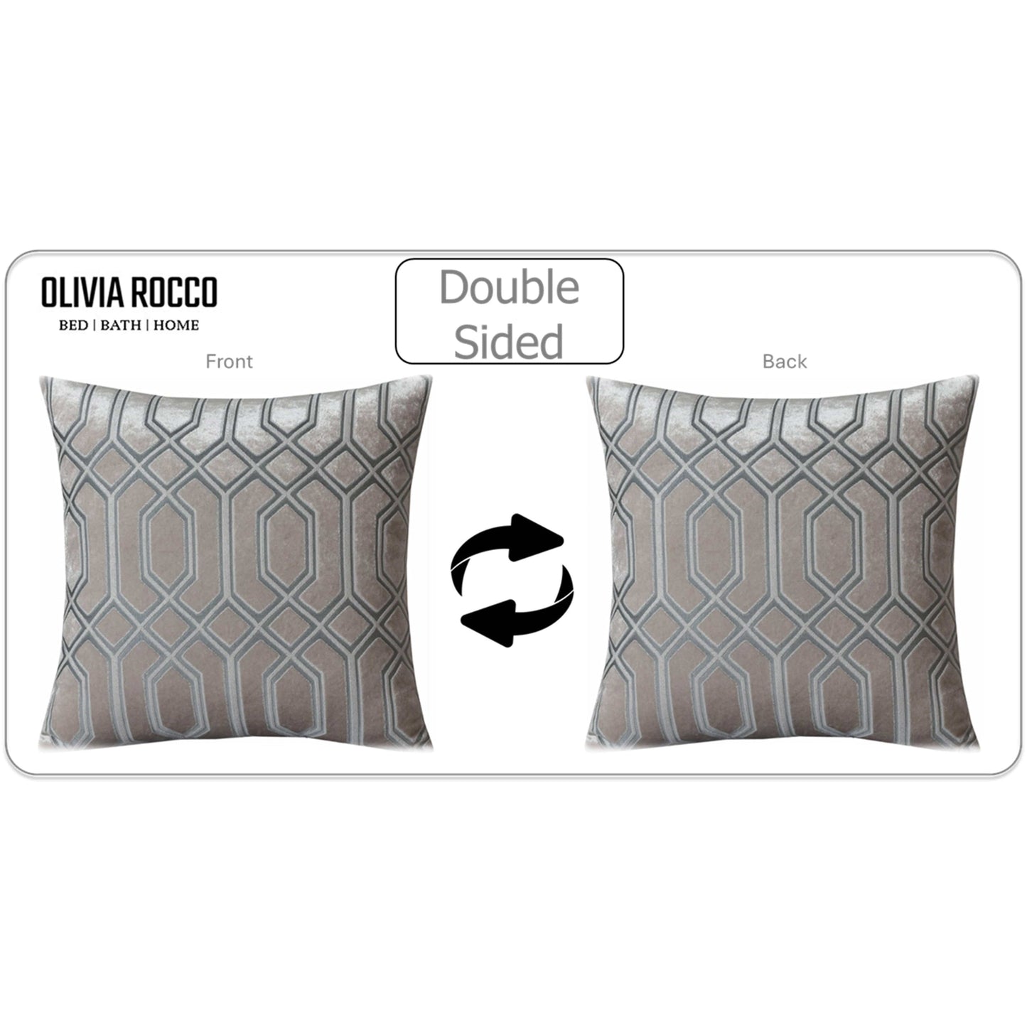 Luxe Geo Velvet Cushion Covers 2 Pack Champagne Geometric Decorative Cushions for Sofa Bed & Living Room by OLIVIA ROCCO