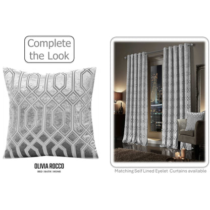 Luxe Geo Velvet Cushion Covers 2 Pack Grey Geometric Decorative Cushions for Sofa Bed & Living Room by OLIVIA ROCCO
