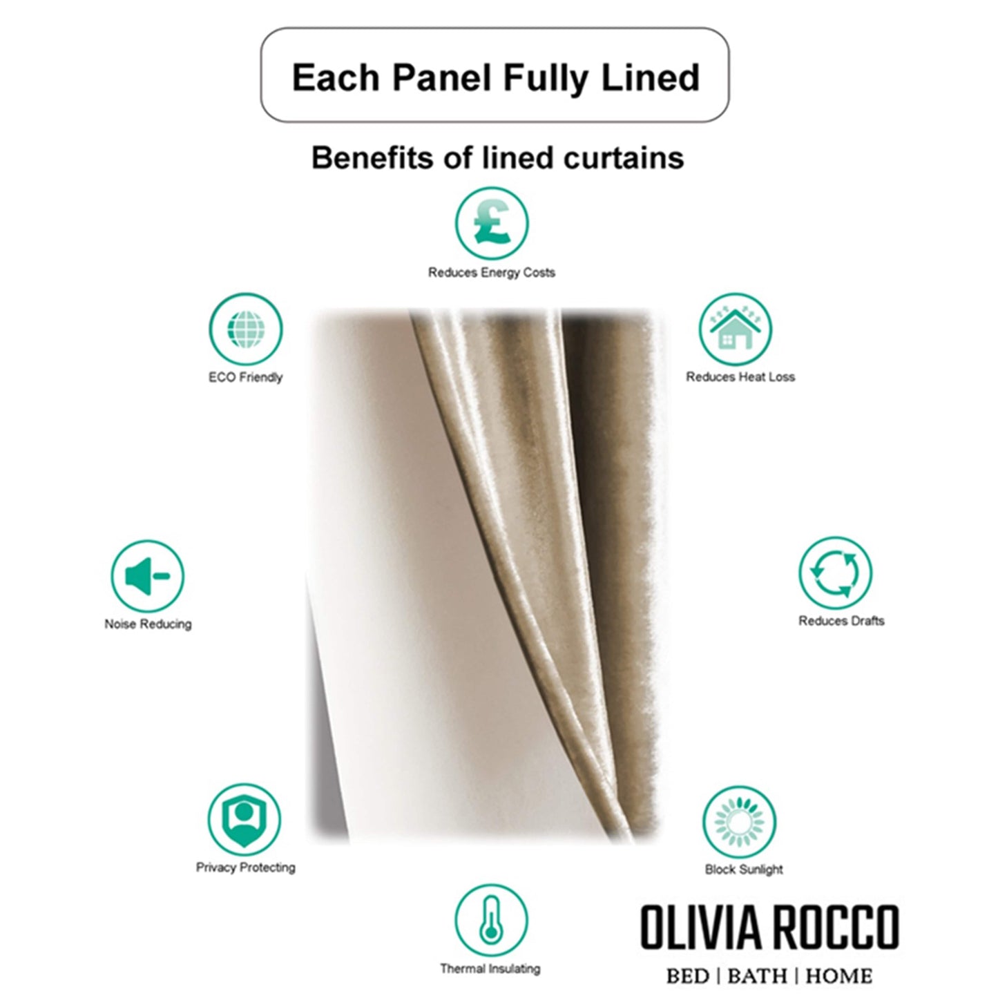 Luxe Geo Velvet Eyelet Curtains Champagne Thermal Insulated Soundproof Light Blocking Drapes for Bedroom & Lounge by OLIVIA ROCCO