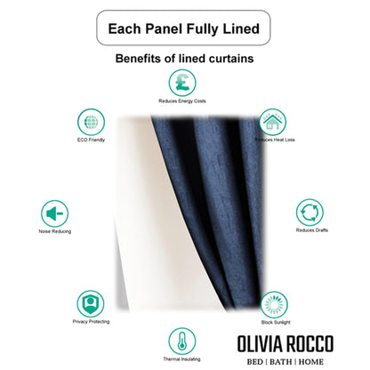 Luxe Geo Velvet Eyelet Curtains Teal Thermal Insulated Soundproof Light Blocking Drapes for Bedroom & Lounge by OLIVIA ROCCO