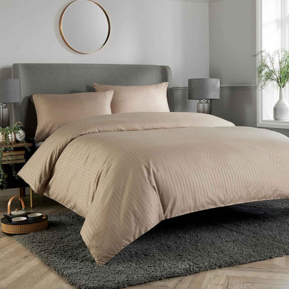 Mayfair Stripe Elegant Reversible Satin Duvet Cover Set with Comforter Multiple Sizes & Colours Luxurious Bedding Collection by OLIVIA ROCCO