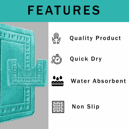 Miami 2 Piece Duck Egg Bath Mat & Pedestal Set Non-Slip Soft & Absorbent Bathroom Mat Set for Comfort & Safety by OLIVIA ROCCO