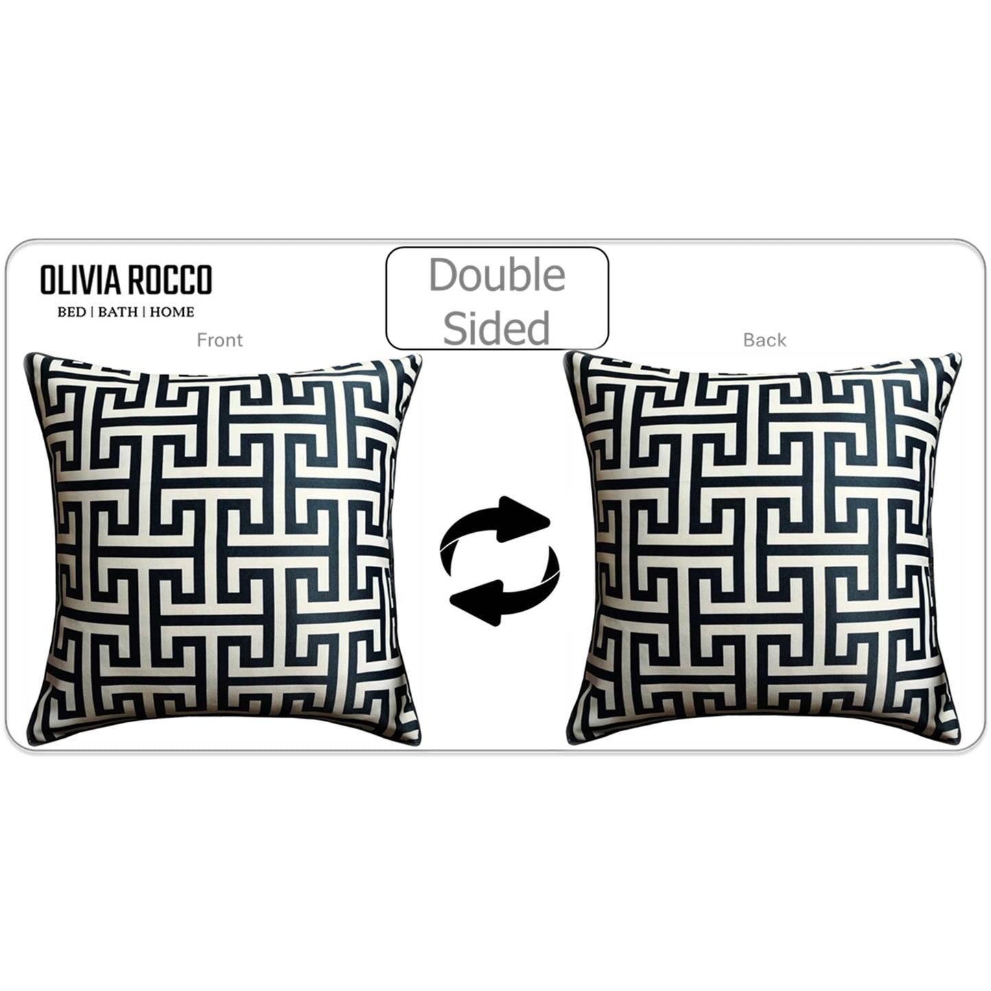 Milano Black 2 Pack Scatter Cushion Covers Soft Touch Decorative Throw Pillows with Hidden Zipper for Sofa or Bed by OLIVIA ROCCO