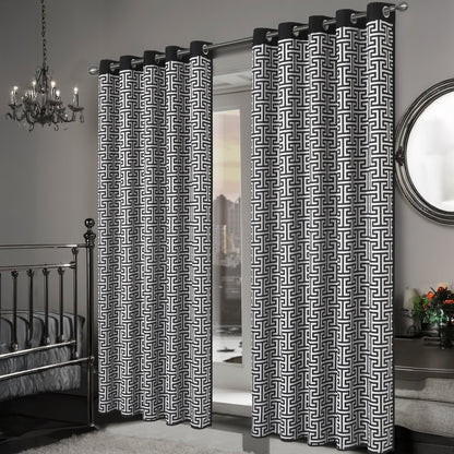 Milano Geometric Blackout Curtains Thermal Insulated Eyelet Pair Light-Blocking Window Drapes for Stylish Home Decor by OLIVIA ROCCO