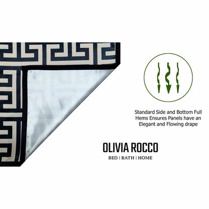 Milano Geometric Blackout Curtains Thermal Insulated Eyelet Pair Light-Blocking Window Drapes for Stylish Home Decor by OLIVIA ROCCO