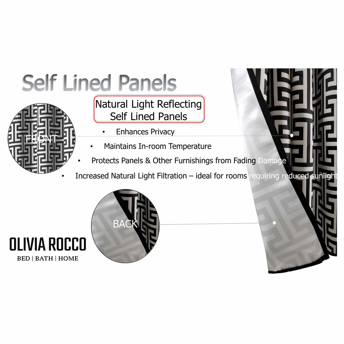 Milano Geometric Blackout Curtains Thermal Insulated Eyelet Pair Light-Blocking Window Drapes for Stylish Home Decor by OLIVIA ROCCO