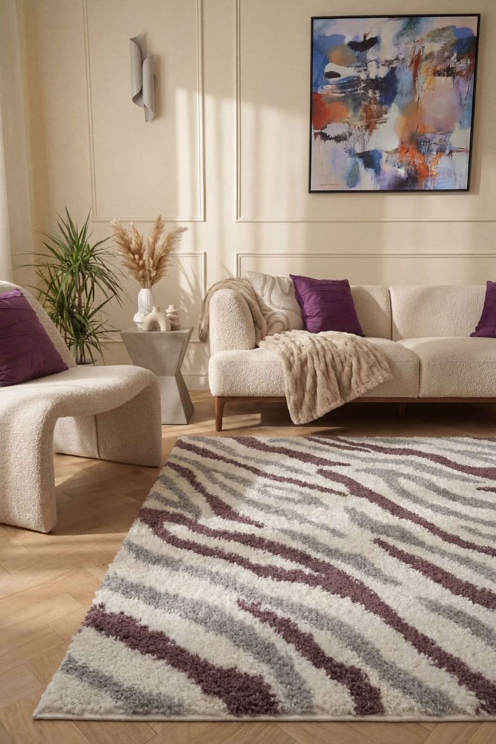 Moodi Shaggy Grey/Purple Mauvine Rug