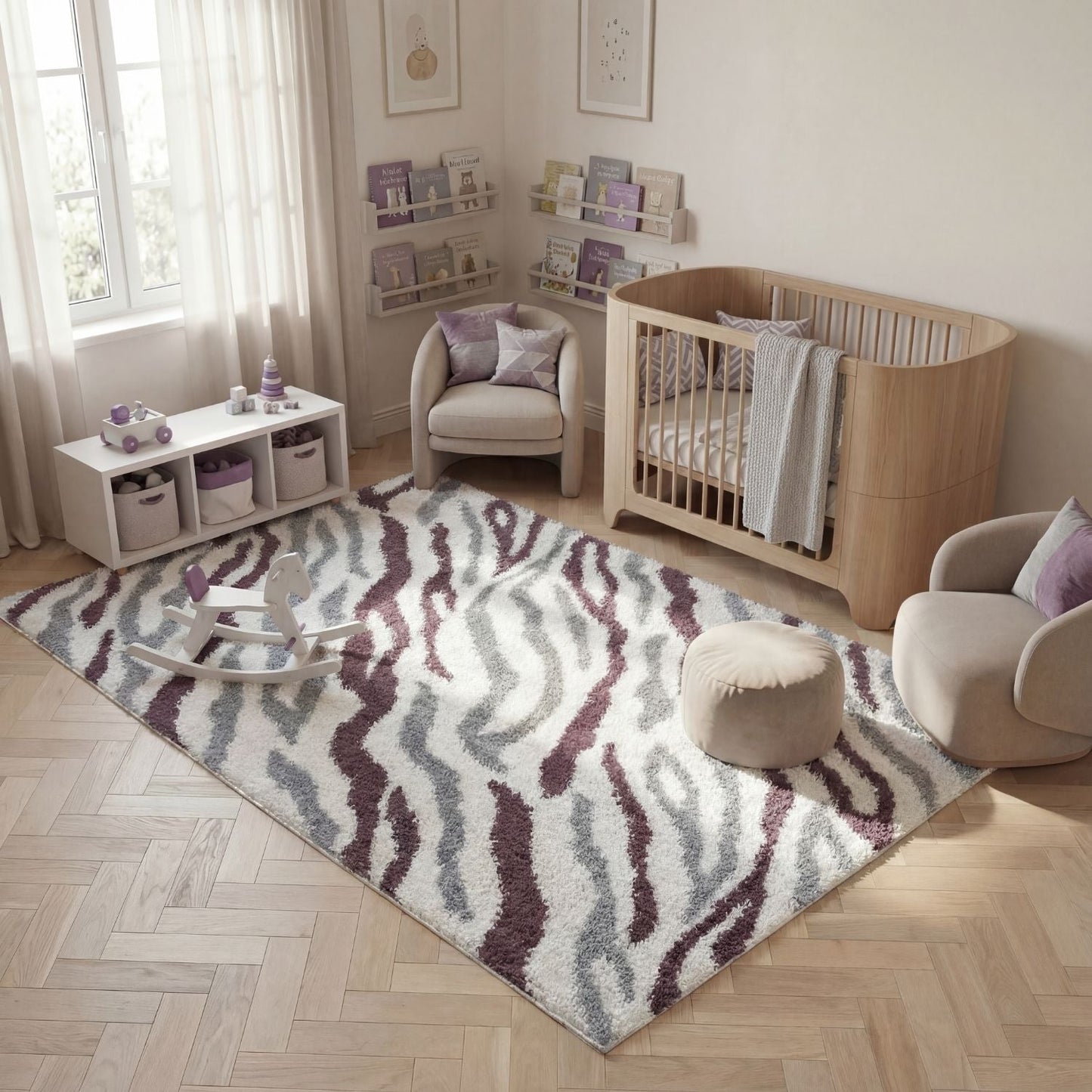 Moodi Shaggy Grey/Purple Mauvine Rug