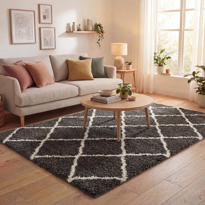 Moroccan Dark Grey Shaggy Rug | 740