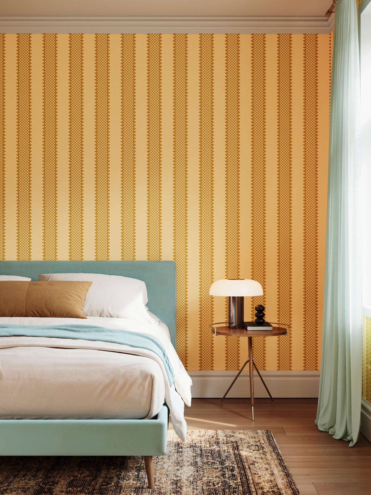 Bobbi Beck Nahla Scalloped Check Stripe Wallpaper