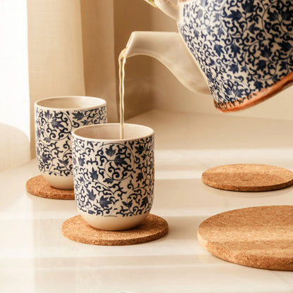 Natural Round Cork Coasters | Set of 6