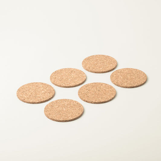 Natural Round Cork Coasters | Set of 6