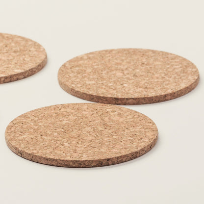 Natural Round Cork Coasters | Set of 6