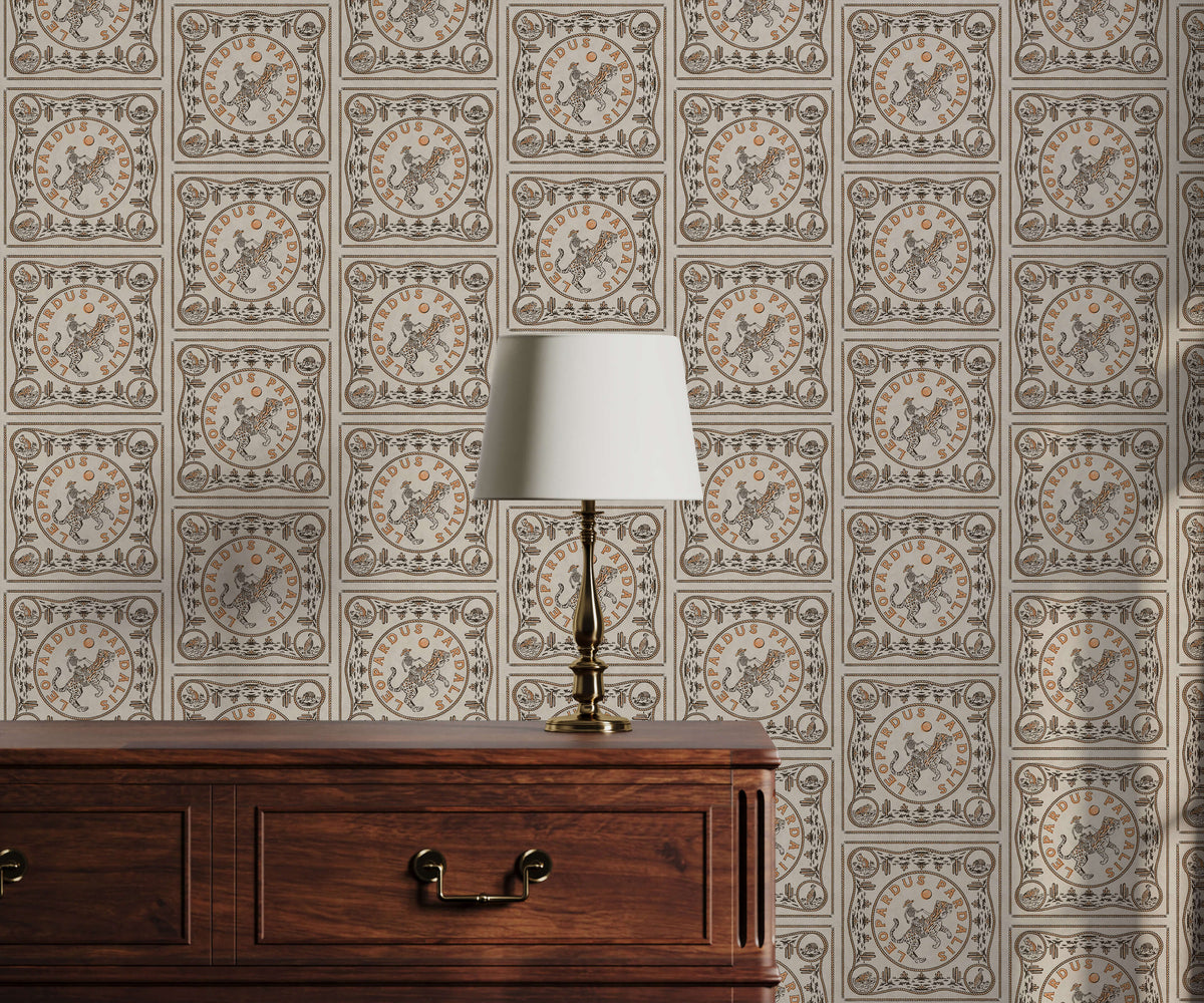 Bobbi Beck Ocelot Vintage Western Tile Wallpaper