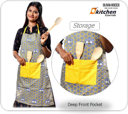 Olivia Rocco 5-Piece Kitchen Textile Set – Apron, Oven Mitt, Pot Holder & 2 Tea Towels