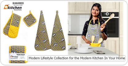 Olivia Rocco 5-Piece Kitchen Textile Set – Apron, Oven Mitt, Pot Holder & 2 Tea Towels