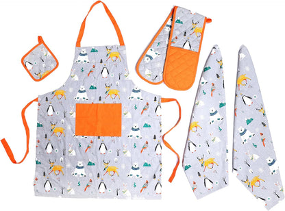 Olivia Rocco 5-Piece Kitchen Textile Set – Apron, Oven Mitt, Pot Holder & 2 Tea Towels