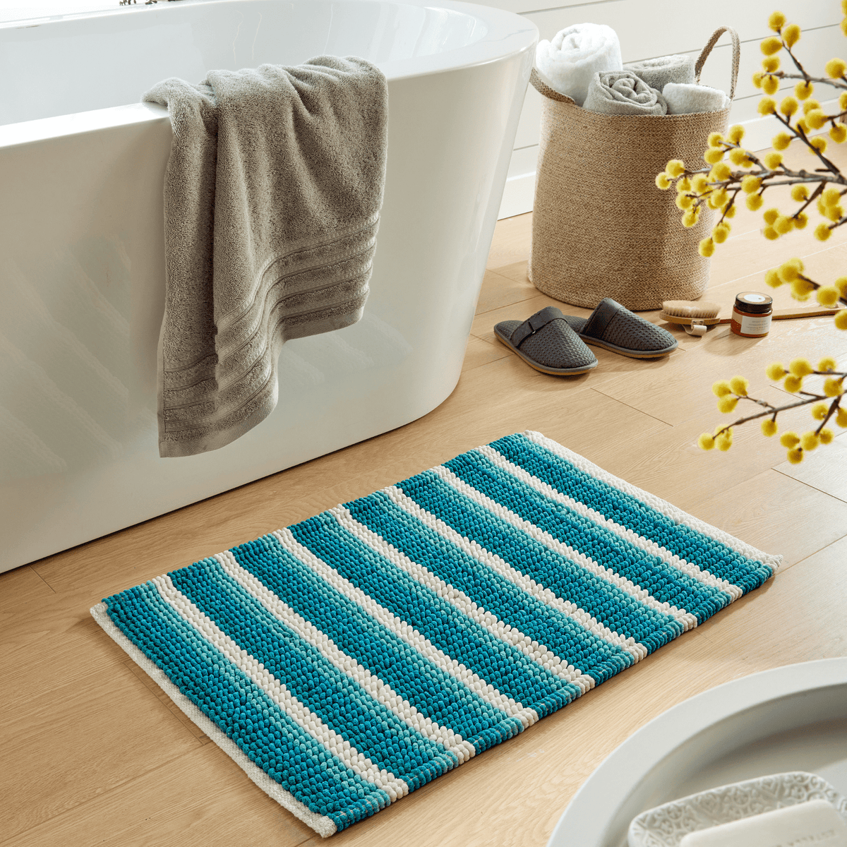 Olivia Rocco Padstow Stripe Bath Mat 50 x 80 cm