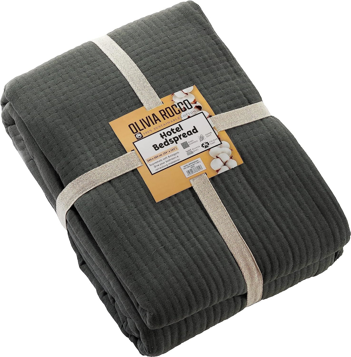 Olivia Rocco Hotel Collection Quilted Cotton Bedspread 240 x 260 cm