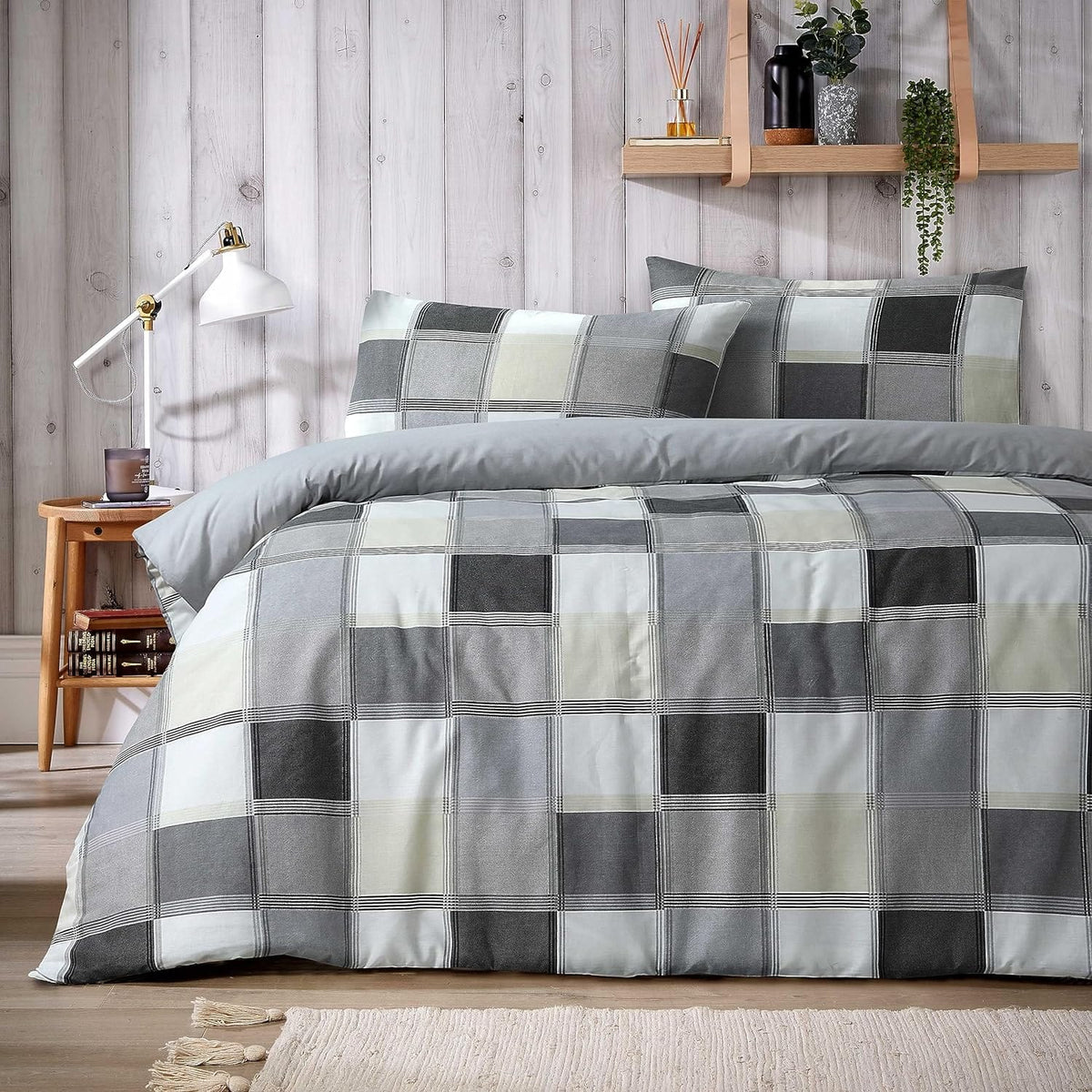 Olivia Rocco Glencoe Check Reversible Polycotton Duvet Cover Set