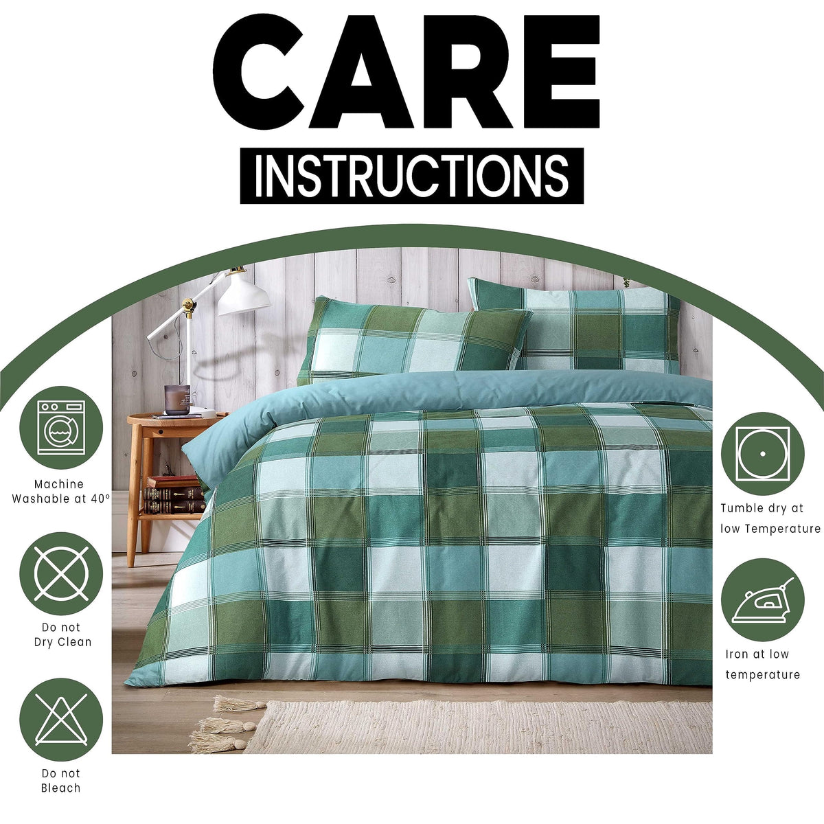 Olivia Rocco Glencoe Check Reversible Polycotton Duvet Cover Set