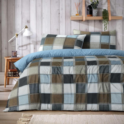 Olivia Rocco Glencoe Check Reversible Polycotton Duvet Cover Set