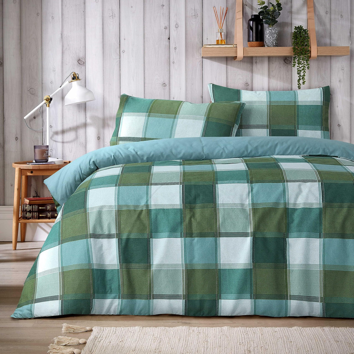 Olivia Rocco Glencoe Check Reversible Polycotton Duvet Cover Set
